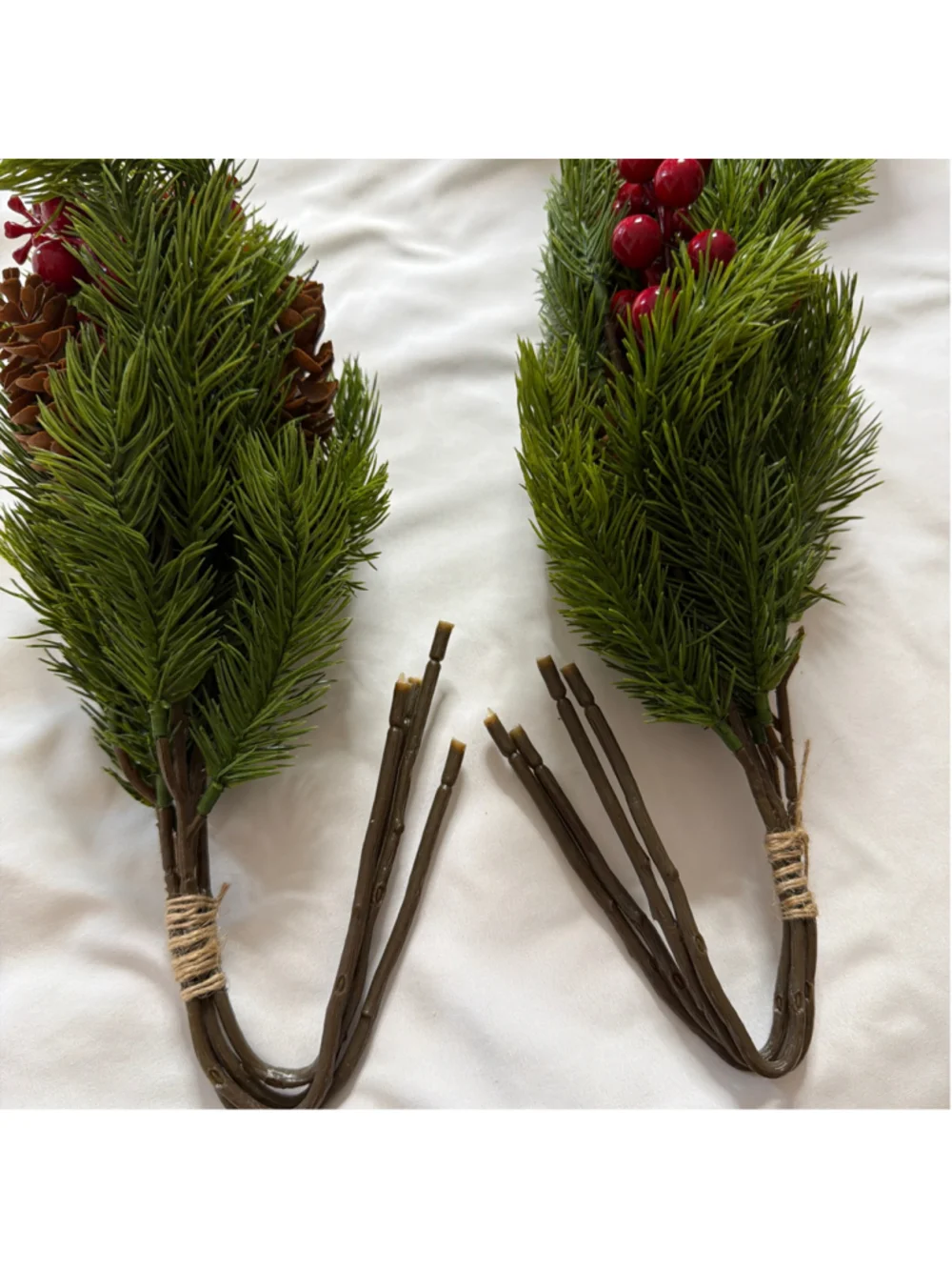 NEW 2 Large PCs Faux Pine Tree Berry Branches Wedding Holiday Centerpieces